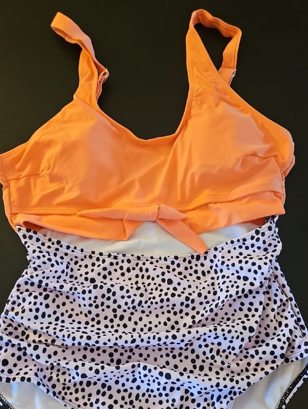 Unbranded Peach Top & Lilac Spot High-Waist Bottom - Picture 3 of 5